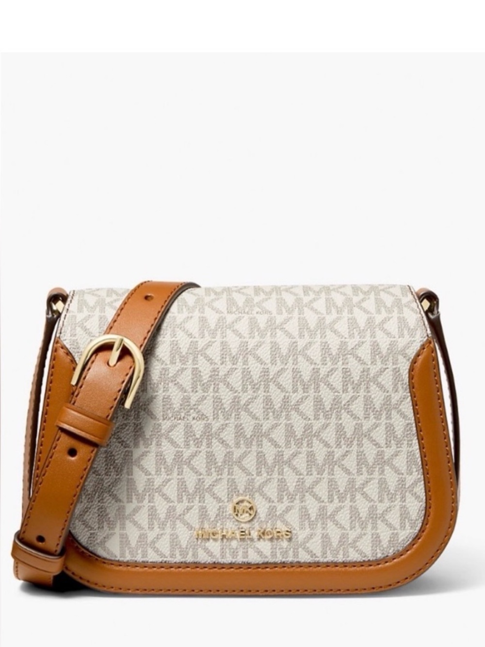 AUTHENTIC Michael Kors Lucie Leather Trim Small Logo Crossbody Bag NEW